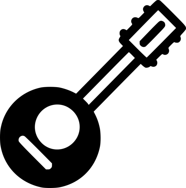 Black Outline Banjo Icon PNG Transparent