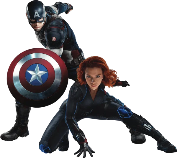 Captain America and Black Widow PNG Transparent Background