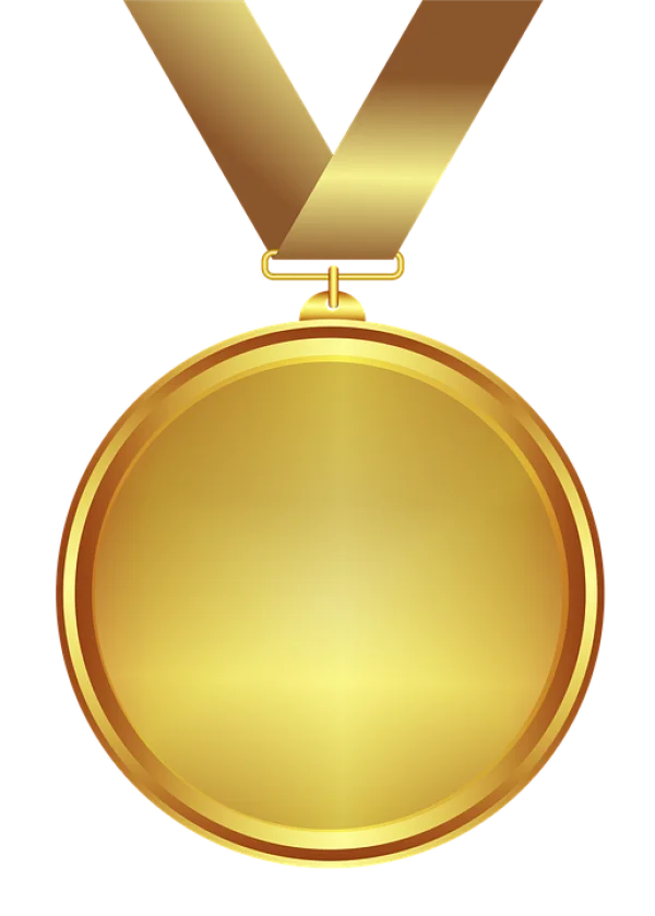 Gold Medal with Brown Ribbon Transparent PNG