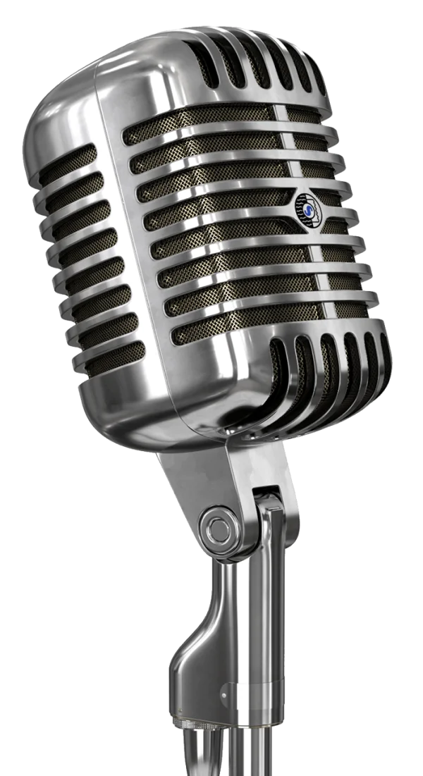 Vintage Silver Microphone PNG Transparent Background