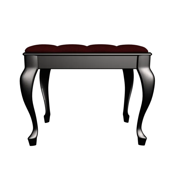 Elegant Dark Bench with Red Velvet Cushion PNG