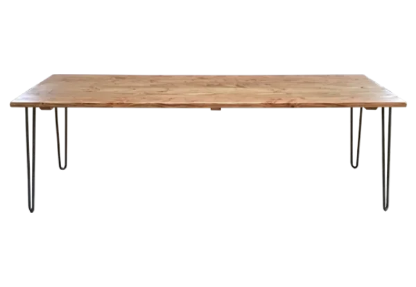 Wooden Table with Hairpin Legs PNG Transparent Background