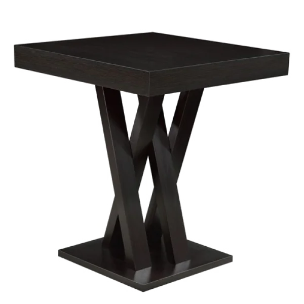 Dark Wood Square Table with Twisted Base PNG