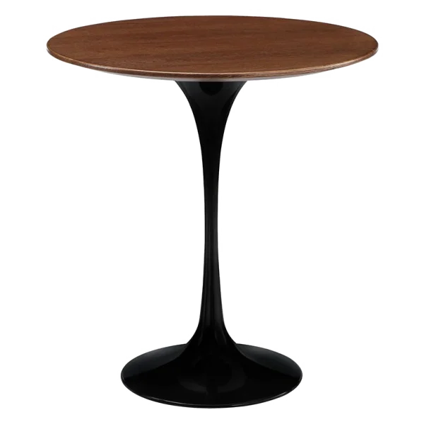 Modern Round Side Table with Wooden Top PNG Transparent Background