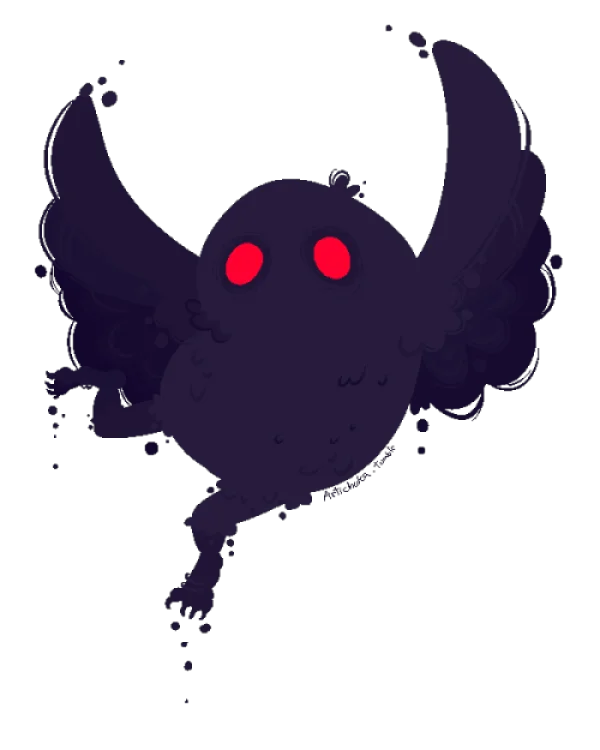 Shadow Moth Creature with Red Eyes PNG
