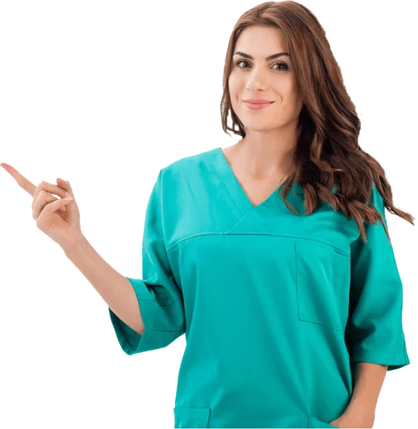 Smiling Medical Professional Pointing PNG