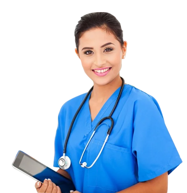 Smiling Female Nurse with Tablet PNG Transparent