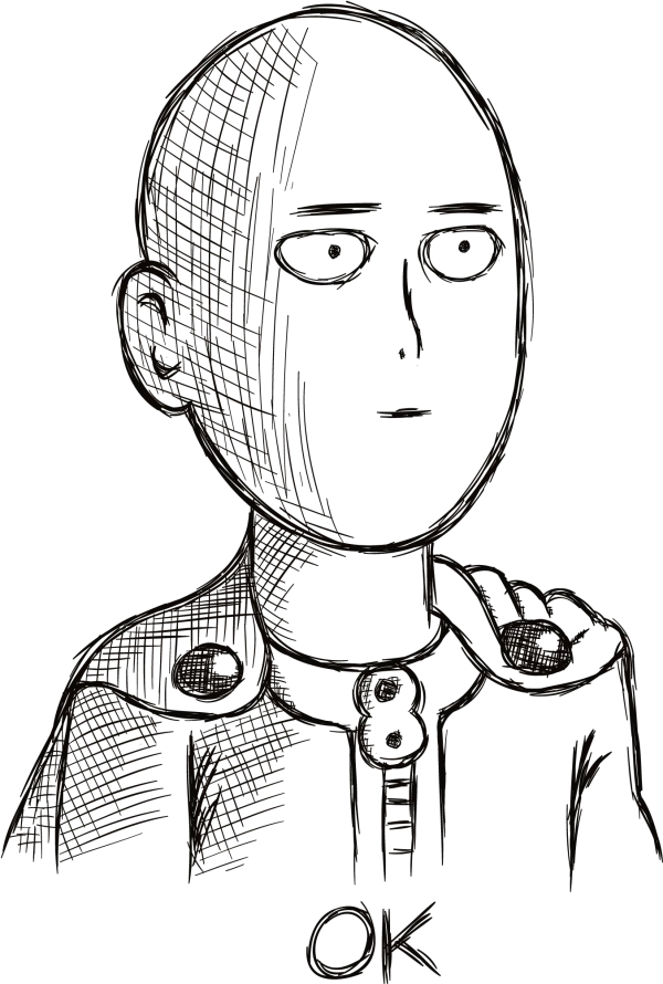 Saitama OK Expression Sketch PNG Transparent Background