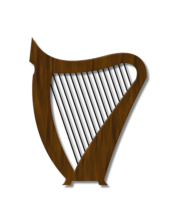 Brown Wooden Harp Frame PNG