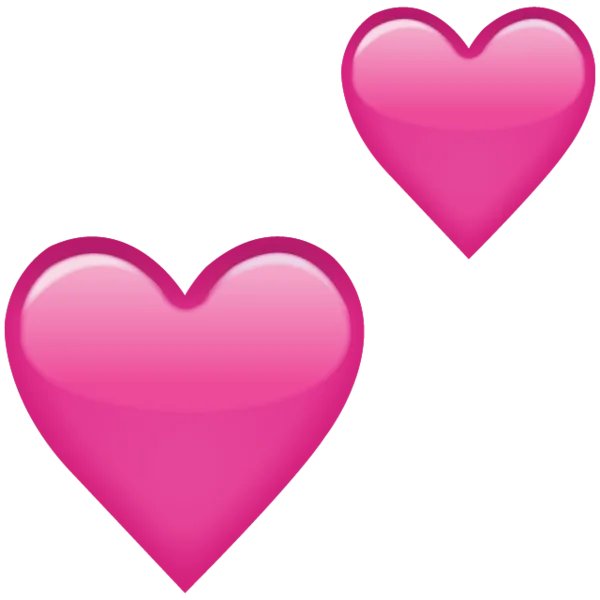 Two Glossy Pink Hearts PNG Transparent Background