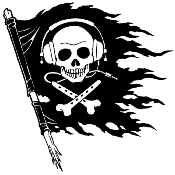 Pirate Skull with Headphones Flag PNG Transparent Background