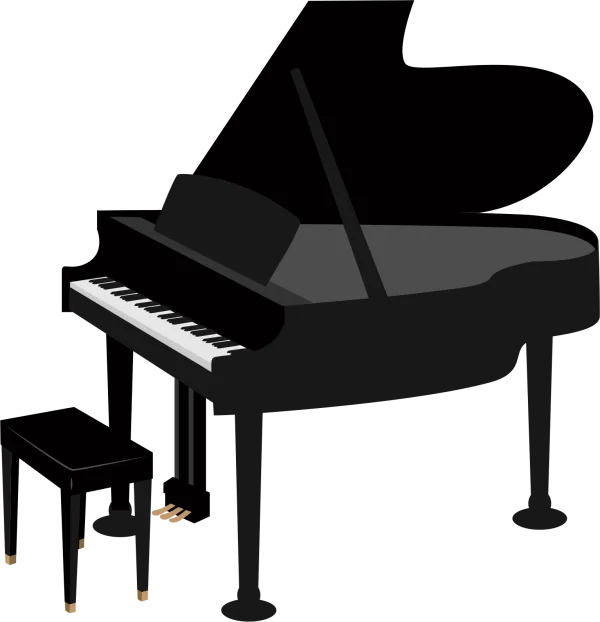 Grand Piano with Stool PNG Transparent Background