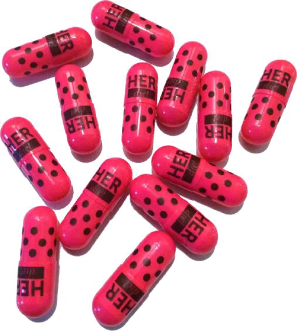 Pink Polka Dot HER Diet Pills PNG Transparent Background
