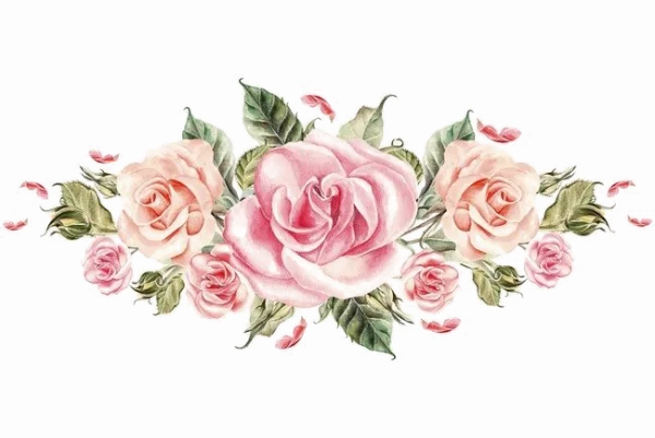 Pink and Peach Watercolor Rose Floral Arrangement PNG