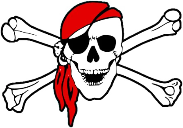 Red Bandana Pirate Skull and Crossbones PNG