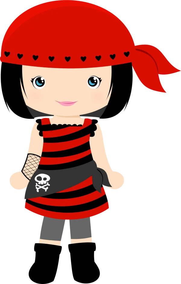 Cute Cartoon Pirate Girl PNG