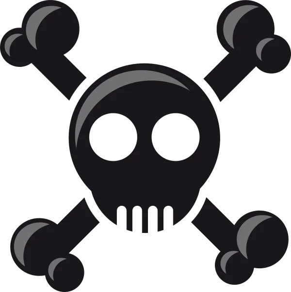Black Skull and Crossbones Icon PNG