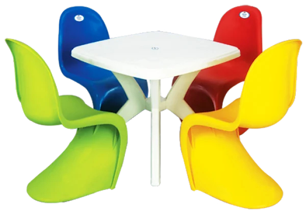 Colorful Kids Table and Chairs PNG Transparent Background