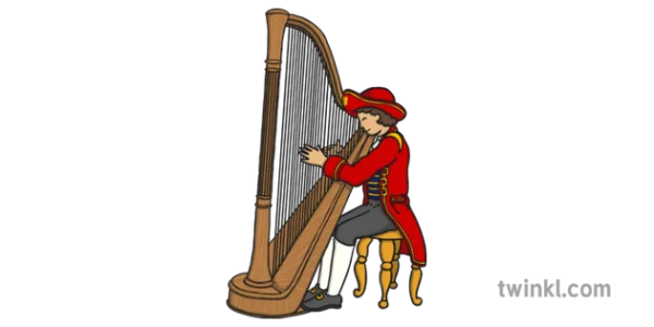 Cartoon Man Playing Harp PNG Transparent Background