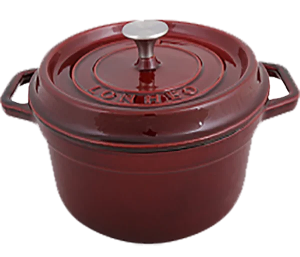 Red Cast Iron Pot with Lid PNG Transparent Background
