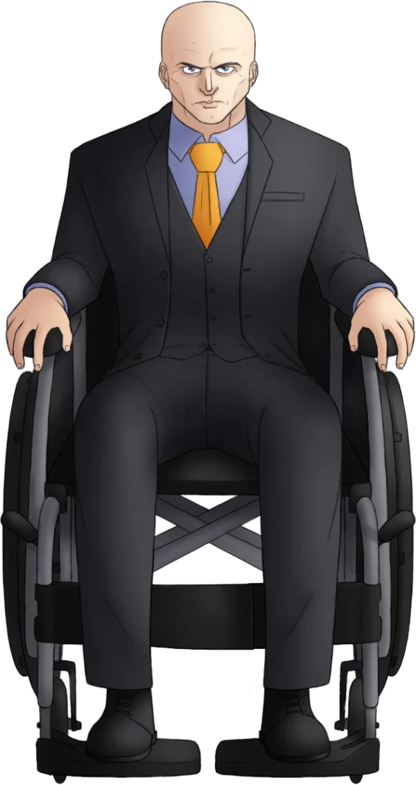 Bald Man in Wheelchair Suit PNG Transparent Background