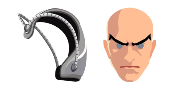 Bald Man Face and Sci-Fi Headpiece PNG