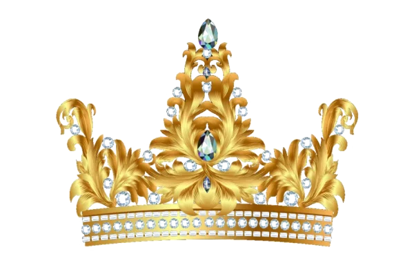Ornate Golden Crown with Jewels PNG Transparent Background