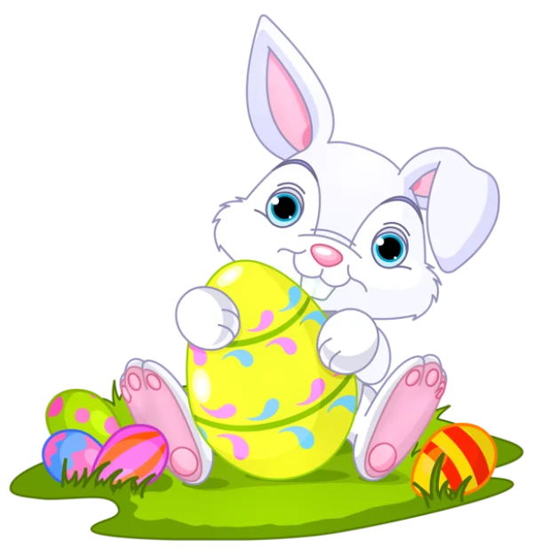 Cute Easter Bunny with Eggs PNG Transparent Background