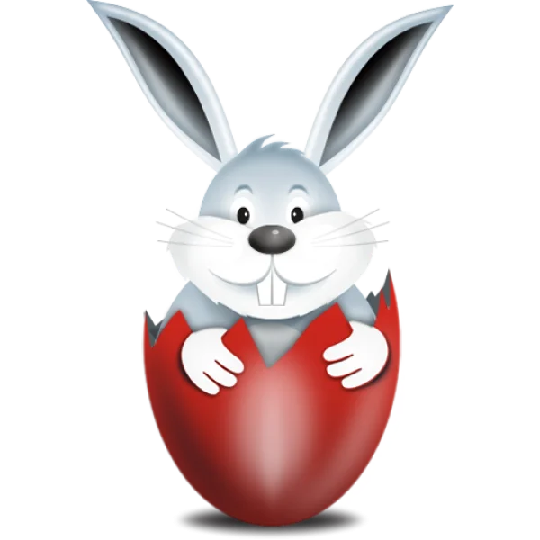 Cute Easter Bunny in Red Egg PNG Transparent
