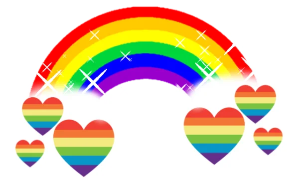 Sparkling Rainbow and Hearts PNG Transparent Background