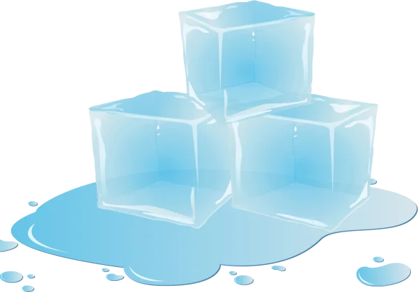Ice Cubes with Melted Water PNG Transparent Background