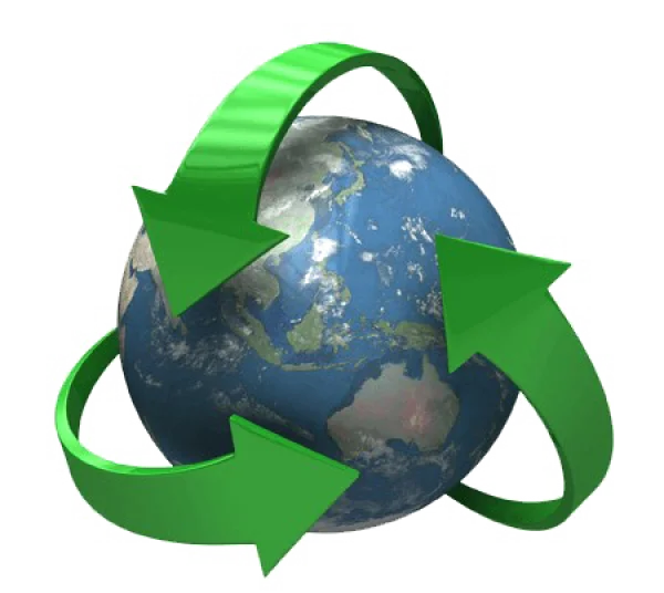Earth Globe with Green Recycling Arrows PNG