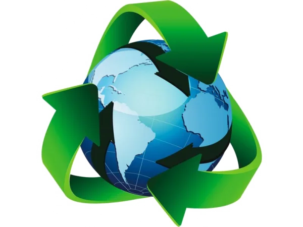 Green Recycling Arrows Around Earth Globe PNG