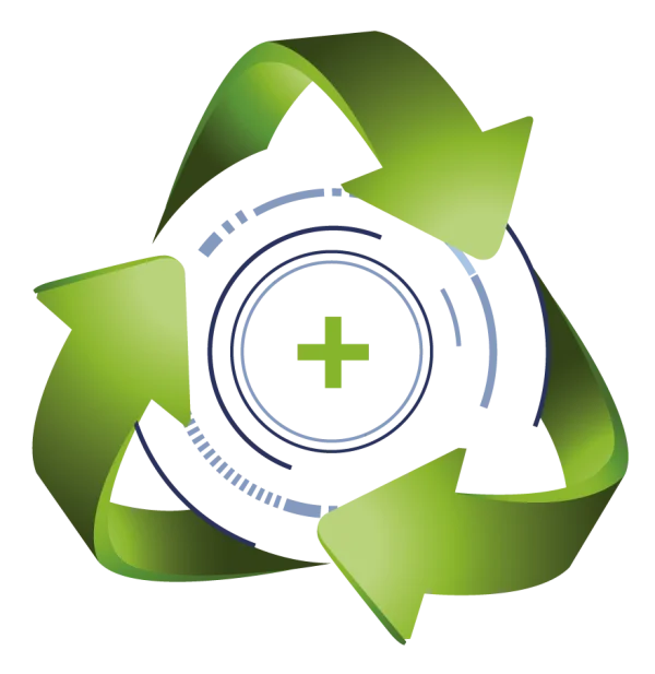 3D Green Recycle Symbol with Plus Sign PNG