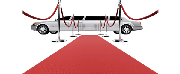 White Limousine on Red Carpet PNG Transparent Background