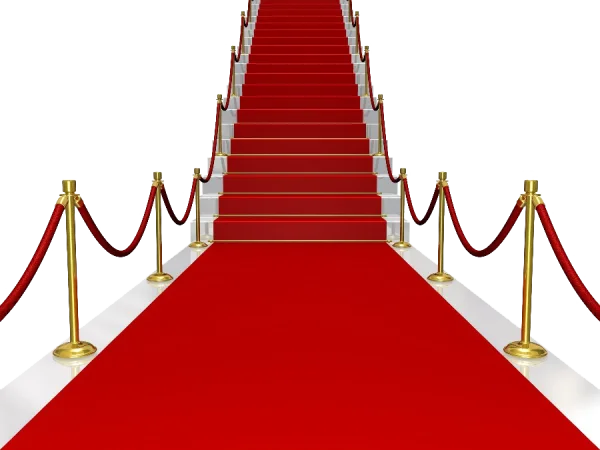 Red Carpet Staircase with Golden Ropes PNG