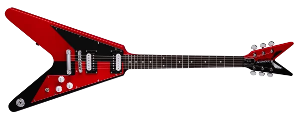 Red V-Shaped Electric Guitar PNG