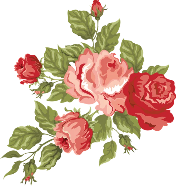 Vintage Rose Bouquet PNG Transparent Background