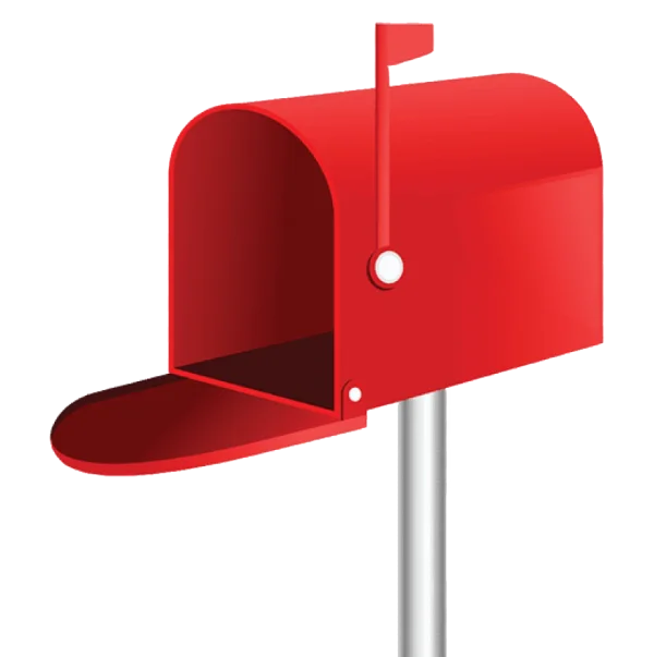 Red Mailbox Open with Flag Up PNG Transparent Background