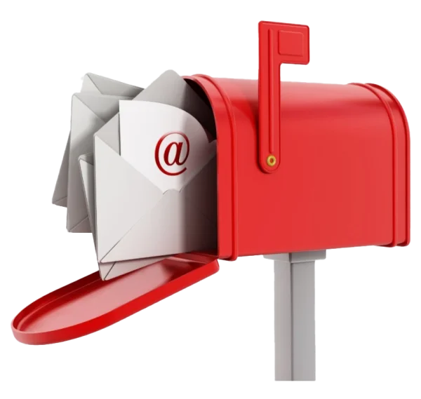 Red Mailbox with Email & Letters PNG Transparent Background