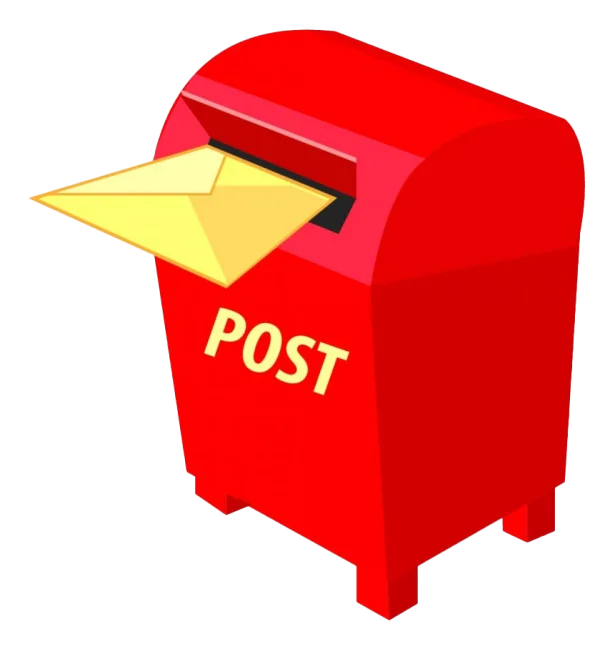 Red Postbox with Yellow Envelope PNG