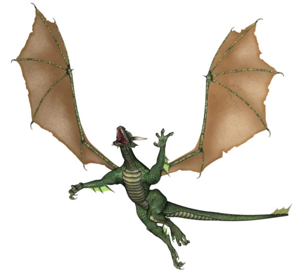 Flying Green Dragon PNG Transparent Background