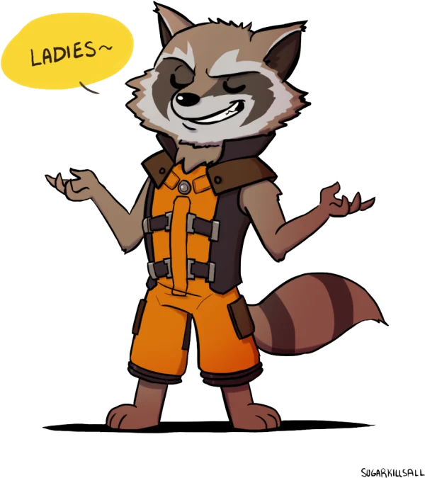 Rocket Raccoon Winking Ladies Meme PNG