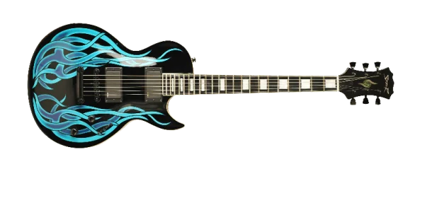 Electric Guitar with Blue Flames PNG Transparent Background