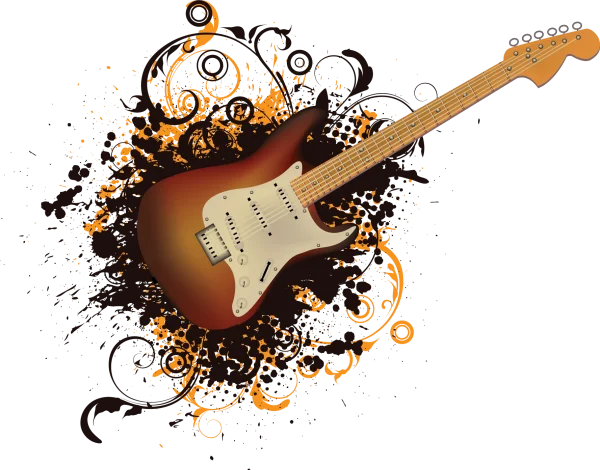 Electric Guitar Grunge Art PNG Transparent