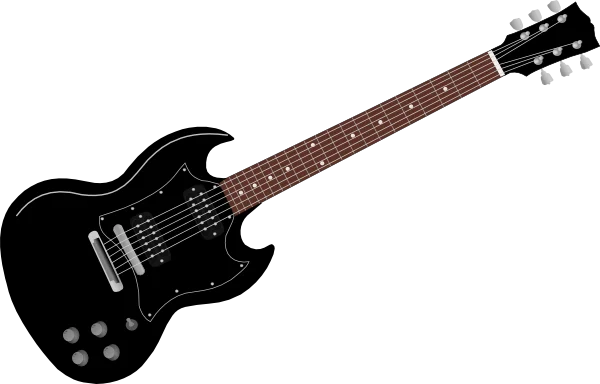 Black Electric Guitar PNG Transparent Background