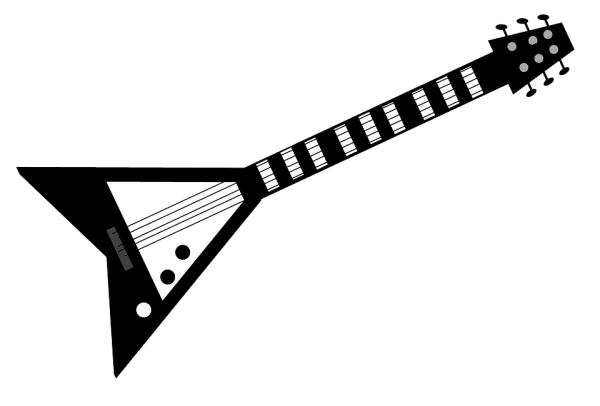 Black and White V-Shaped Electric Guitar PNG