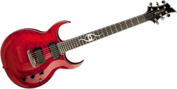 Red Flame Maple Electric Guitar PNG Transparent Background