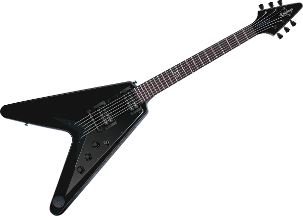 Black Flying V Electric Guitar PNG Transparent Background