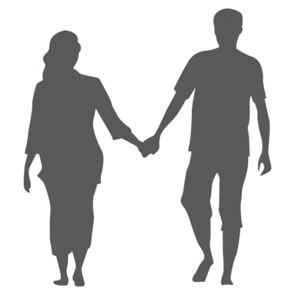 Couple Walking Hand in Hand Silhouette PNG